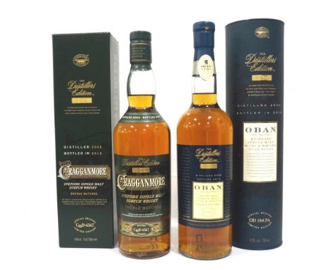 TWO DISTILLERS EDITION WHISKIESA pair of interesting bottlings from Diageo.  CRAGGANMORE DISTILLERS EDITION Single Malt Scotc