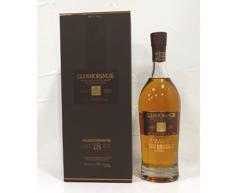 GLENMORANGIE 18YOA bottle of Glenmorangie 18 Year Old Single Malt Scotch Whisky.  70cl.  43% abv.  In original presentation c