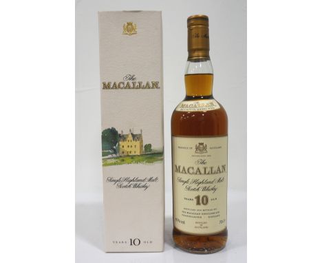 MACALLAN 10YOA bottle of the older-style bottling of The Macallan 10 Year Old Single Malt Scotch Whisky.  70cl.  40% abv.  Th
