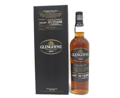 GLENGOYNE 21YOA bottle of the Glengoyne 21 Year Old Single Malt Scotch Whisky.  70cl.  43% abv.  In original case.  Level mid
