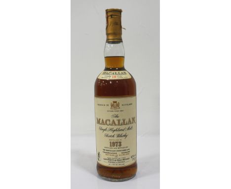 MACALLAN 18YO - 1973A bottle of the Macallan 18 Year Old Single Malt Scotch Whisky.  75cl.  43% abv.  Distilled in 1973 and b