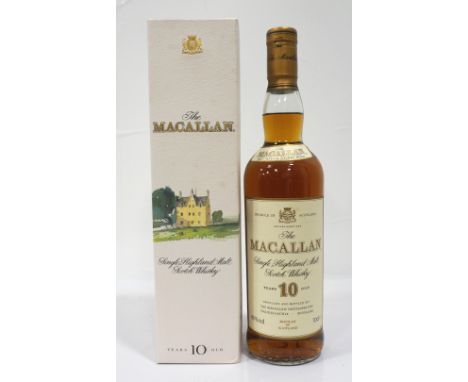 MACALLAN 10YOA bottle of the older-style bottling of The Macallan 10 Year Old Single Malt Scotch Whisky.  70cl.  40% abv.  In