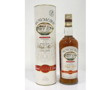 BOWMORE 1984 VINTAGE DISTILLATIONA limited edition bottling of Bowmore 1984 Vintage Single Malt Scotch Whisky.  70cl.  58.8% 
