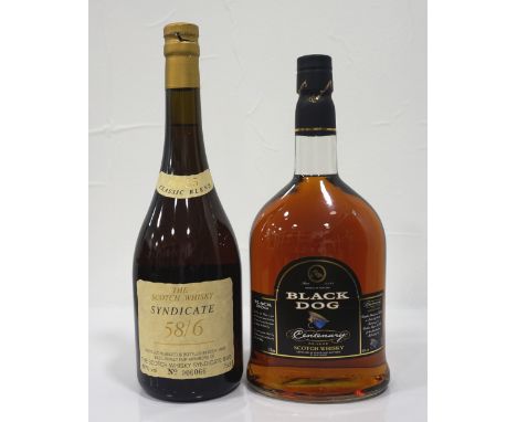 TWO BLENDED SCOTCH WHISKIESA pair of less well known blended scotch whiskies.  BLACK DOG CENTENARY DE-LUXE SCOTCH WHISKY.  1 