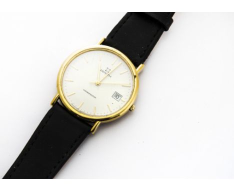 A modern Zenith Cosmopolitan gilt and stainless steel gentleman's wristwatch, 35mm case, appears to run, on black strap and w