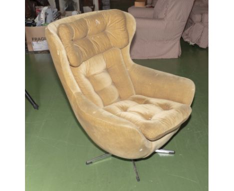 A retro egg chair, vintage swivel armchair