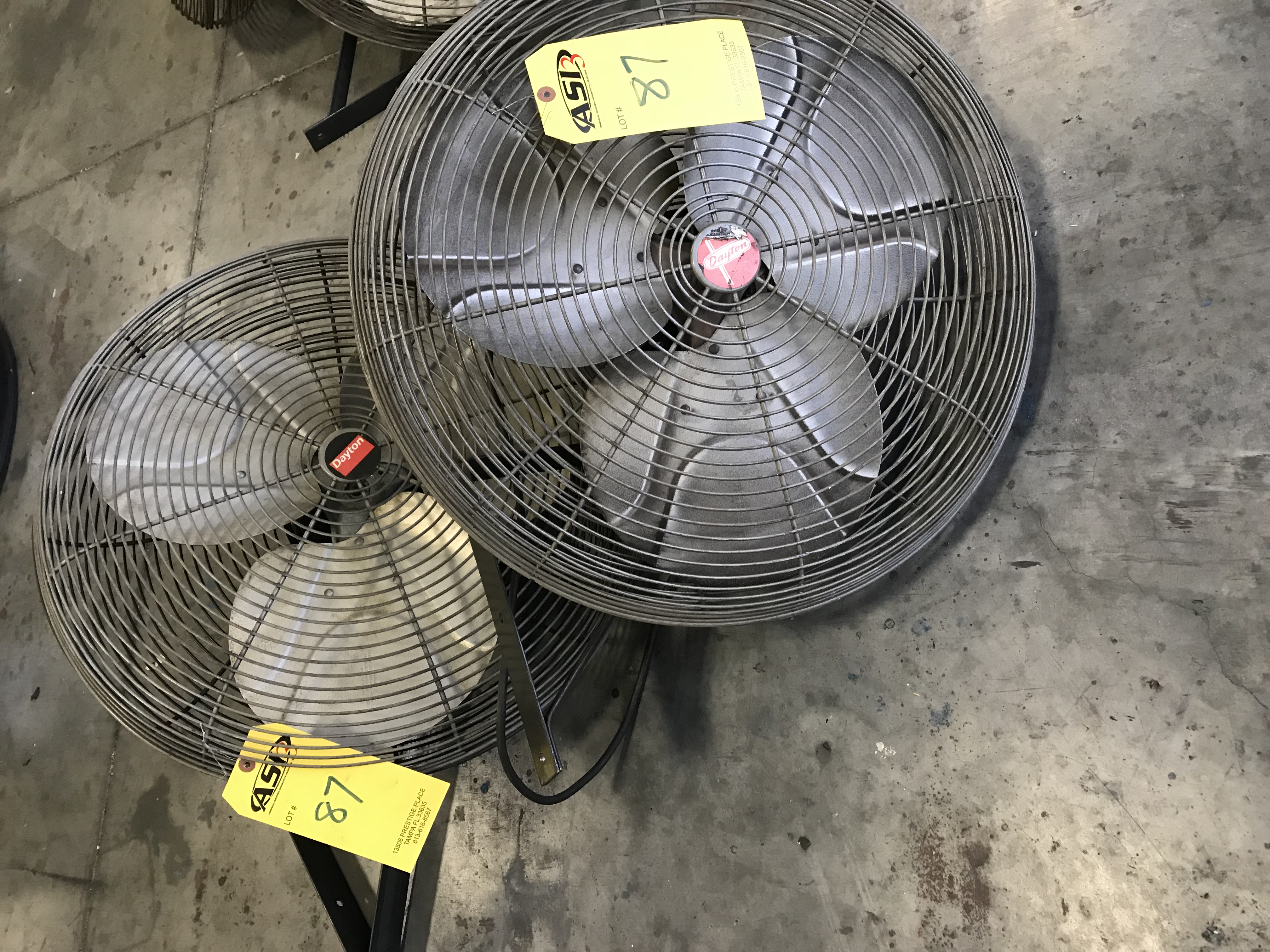 TWO DAYTON WALL MOUNT INDUSTRIAL SHOP FANS