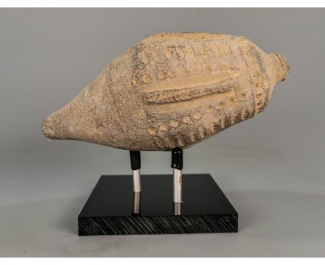 Ca.800 AD. A hollow ceramic vessel with the barrel-shaped body; domed top and conical base the body; Good Condition; Size: 18