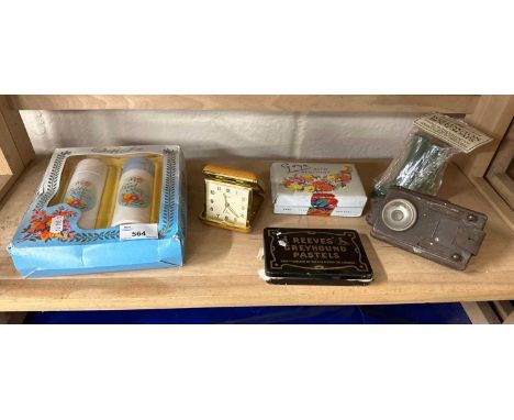 Mixed Lot: Travel alarm clock, vintage soaps, torch etc