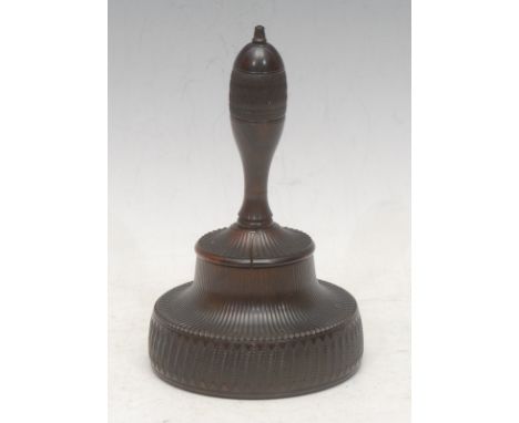 A 19th century lignum vitae presentation mallet or maul, engine-turned, Queen Victoria profile bust intaglio to base, 18cm hi