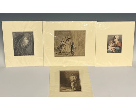 English School (19th century), Portrait of a Young Man Facing to Sinister, unsigned, pencil, 16cm x 13cm; others including Ma