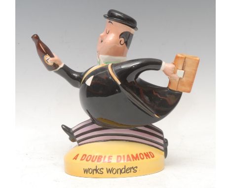 Advertising - a Beswick Double Diamond novelty water jug, modelled as a running city gentleman, holding a bottle of 'Double D