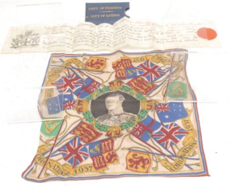 London History - a Victorian vellum document, awarding the Freedom of the City of London, admitting John George Craney, Son o