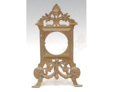 A 19th century gilt metal easel pocket watch stand, cast in the Renaissance Revival taste, 21cm high, c.1880