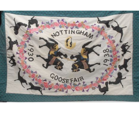 Local Interest - a George VI commemorative needlework tapestry, Nottingham Goose Fair 1930-1938, the centre with a pair of ri