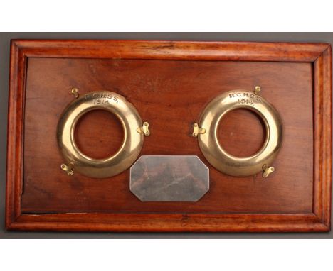 Sports and Pastimes - an early 20th century presentation diorama, comprising cast brass quoits inscribed R.C.H.S.S and dated 