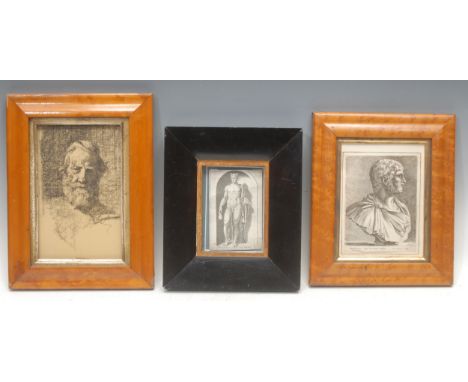 Jan de Bisschop (1628-1671) after, Head of Hadrian or Lucius Caesar, drypoint etching, published in Paradigmata Graphices Var