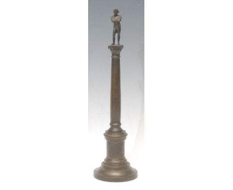 A 19th century bronze architectural model, of Napoleon, in the Grand Tour manner, he stands with his arms crossed on a square