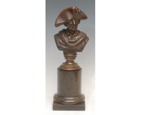 German School (19th century), a brown patinated bronze portrait bust, of Frederick the Great , Frederick II of Prussia (1712 