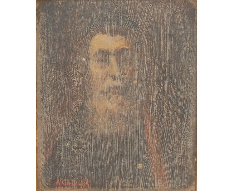 A. Girsumel (early 20th century) Portrait of an Old Man signed, indistinctly dated, oil on panel, 11.5cm x 9.5cm
