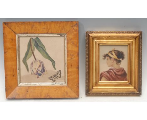 C. Mortimore (Aesthetic Movement, 19th century)  Portrait of a Lady  signed, dated 91, watercolour, 12.5cm x 10cm; another, a