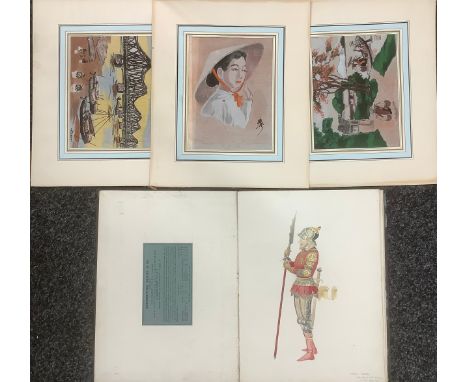 A 19th century sketchbook, enclosing various watercolour studies, many annotated, Flemish Tapestry, first half of 15th centur