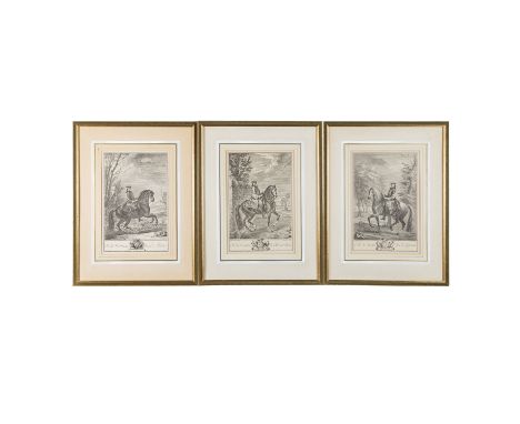 PARROCEL, CHARLES, nach  (Ch. P.: 1688-1752), 3 Portraits Adliger zu Pferd: "M. le Comte de S' Aignan", "M. le Marquis de la 