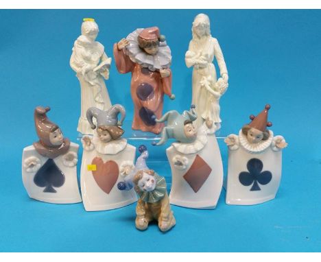 Six Nao figures and two Worcester figures.