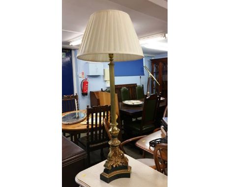 Large brass Corinthian column table lamp.
