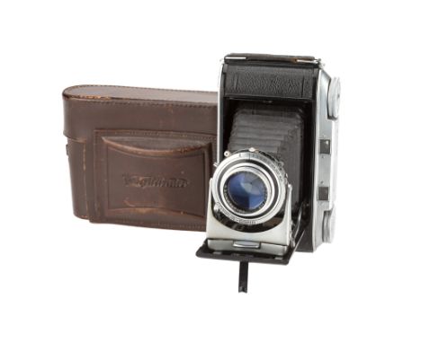 A Voigtlander Bessa II Medium Format Rangefinder Camera, 1950-51, with Voigtlander Color-Heliar f/3.5 105mm lens, body, G-VG,