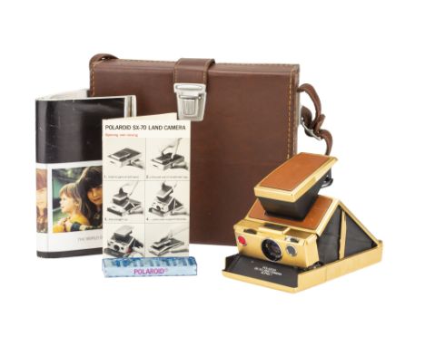 A Polaroid SX-70 Land Camera Alpha 1 Gold SLR Instant Camera, 1977, gold, body, G, in working order, complete with maker's ca