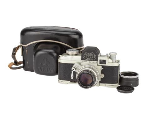 A Pignons Alpa Reflex Mod.6 SLR Camera, 1956-59, silver, serial no. 37387, with Kern-Switar AR f/1.8 50mm lens, body, G, shut