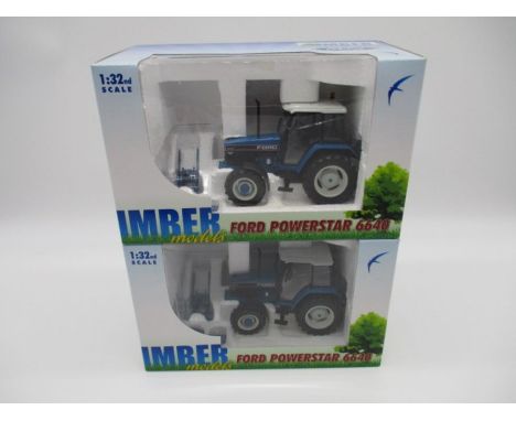 Two boxed Imber Models Ford Powerstar 6640 die-cast tractors (1:32 scale)