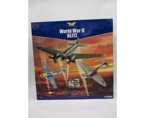 A boxed Corgi The Aviation Archive World War II Blitz three plane set die-cast models (1:72 scale) including Heinkel HE 111H-