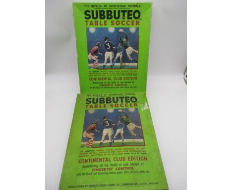 A boxed Subbuteo Table Soccer Continental Club Edition set, along with an Subbuteo box with only two goals and pitch enclosed