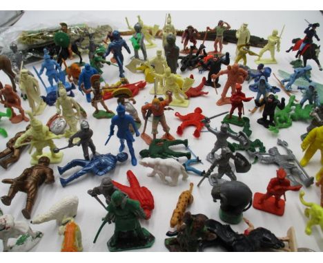 An assortment of plastic figures including Army, Space, Scuba, Animals etc