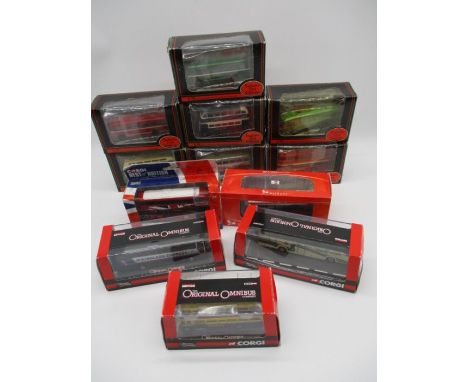 A collection of twelve boxed die-cast buses including Corgi Original Omnibus, Gilbow Exclusive First Editions, Creative Maste