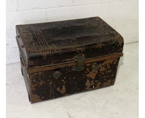 A vintage tin trunk