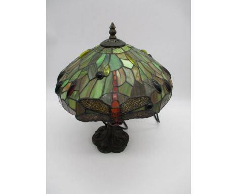 A tiffany style lamp with dragonfly design 