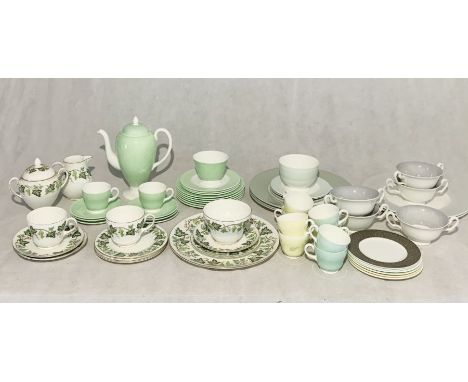 A collection of various Wedgwood china part tea, coffee and dinner sets including coffee pot, soup bowls, cups, saucers etc. 