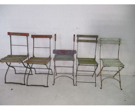 Five vintage folding "band stand" chairs. A/F 