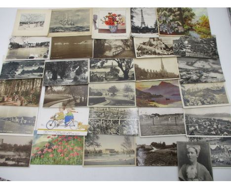 A small collection of vintage postcards including Isle of Wight, Gstaad, Bern &amp; Lausanne - Switzerland, The Royal Palace 
