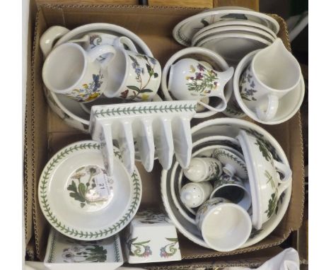 A collection of Portmeirion "Botanic Garden" table wares to include fruit bowl, lidded tureen, vase, butter dish, small jardi