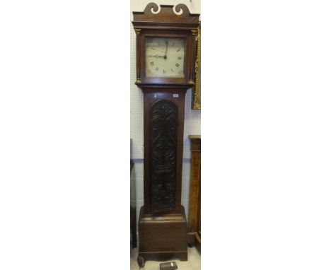 An oak cased longcase clock, the 30 hour movement with square enamelled dial inscribed "Wenham, Dereham" (Norfolk)