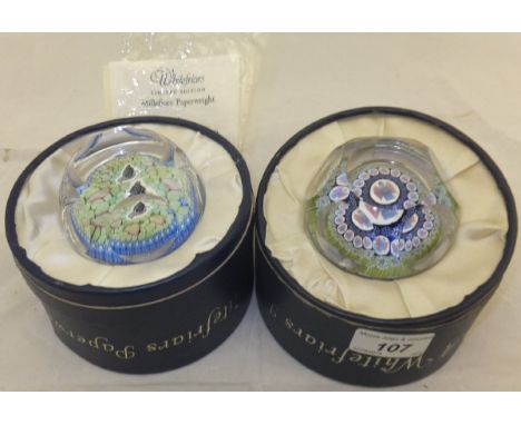 A Whitefriars Limited Edition millefiore paperweight "Christmas 1975", depicting an angel, No'd. 809, bears signature / date 