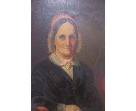 ENGLISH SCHOOL 19TH CENTURYPortrait of a lady and gentlemanShe wearing a bonnet with cameo broochHe with a bow tie white shir