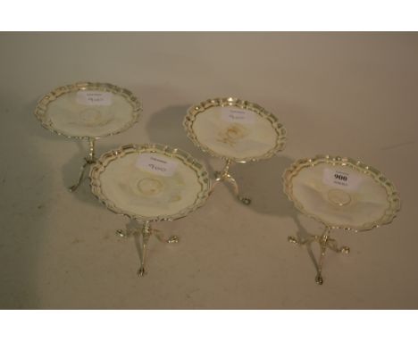 Set of four unusual Sheffield silver bonbon stands in the form of Georgian tripod tables