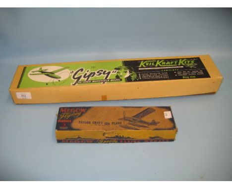Keil Kraft Kits flying 40in span Wakefield model plane ' The Gypsy ' in original box, another ' Megow ' flying model of a sea