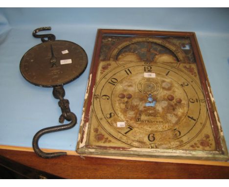 Painted enamel clock dial and a pair of Salter scales
