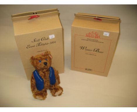 Steiff ' Winter Bear ', 21cms in original box, together with another Steiff ' Club Event ' teddy bear 2004, 21cms in original